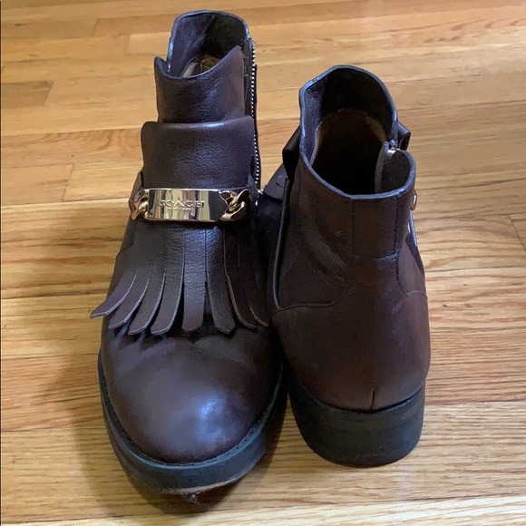 Coach ‘Eagle’ Brown Leather Fringe Bootie - Picture 3 of 8